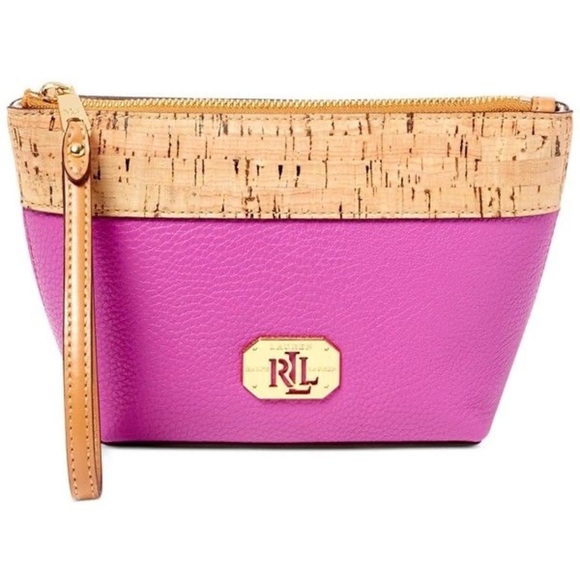 Lauren Ralph Lauren Bag Logo Purple Leather Tote - Picture 6 of 7